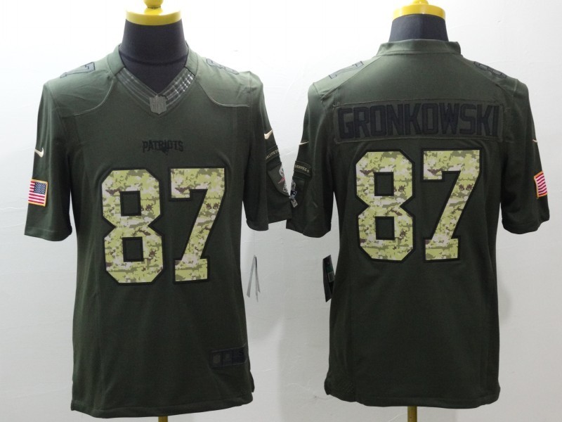 Men's New England Patriots Rob Gronkowski #87 Army Green Jersey